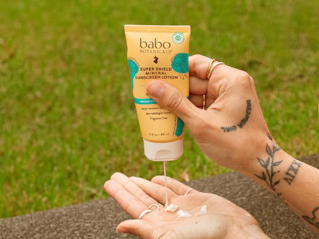 Babo Botanicals Sheer Mineral Sunscreen Lotion SPF 50 - Natural Zinc Oxide - Extra Sensitive Skin - Lightweight - Water Resistant - Fragrance-Free - EWG Verified- Sheer application
