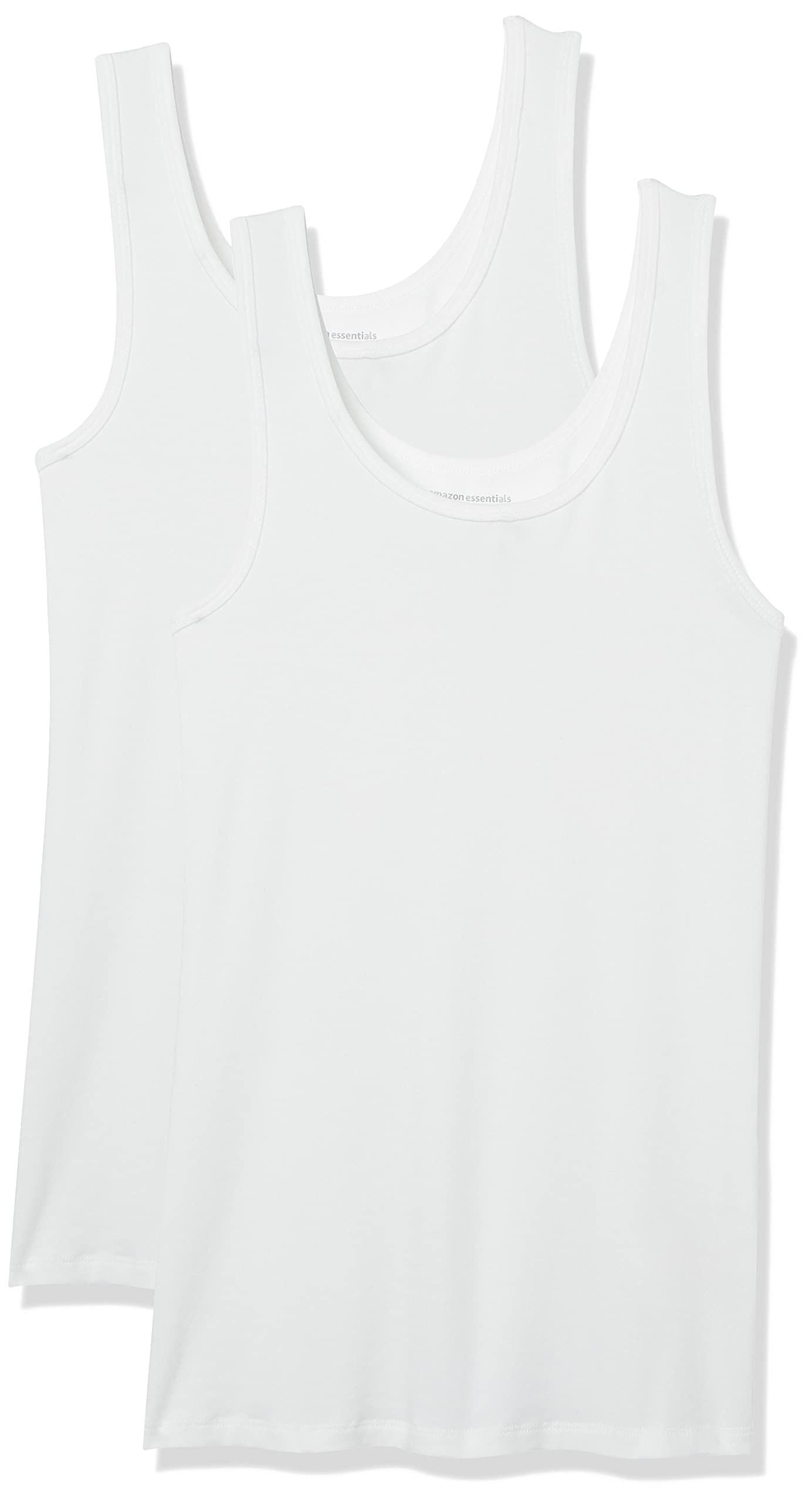 Amazon Essentials Women's Slim-Fit Tank Top, Pack of 2, White, Medium