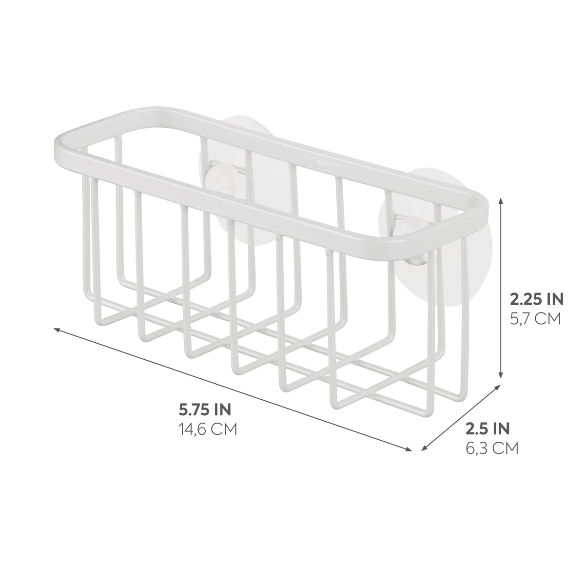 InterDesign Gia Kitchen Sink Suction Holder for Sponges, Scrubbers, Soap - Pearl White