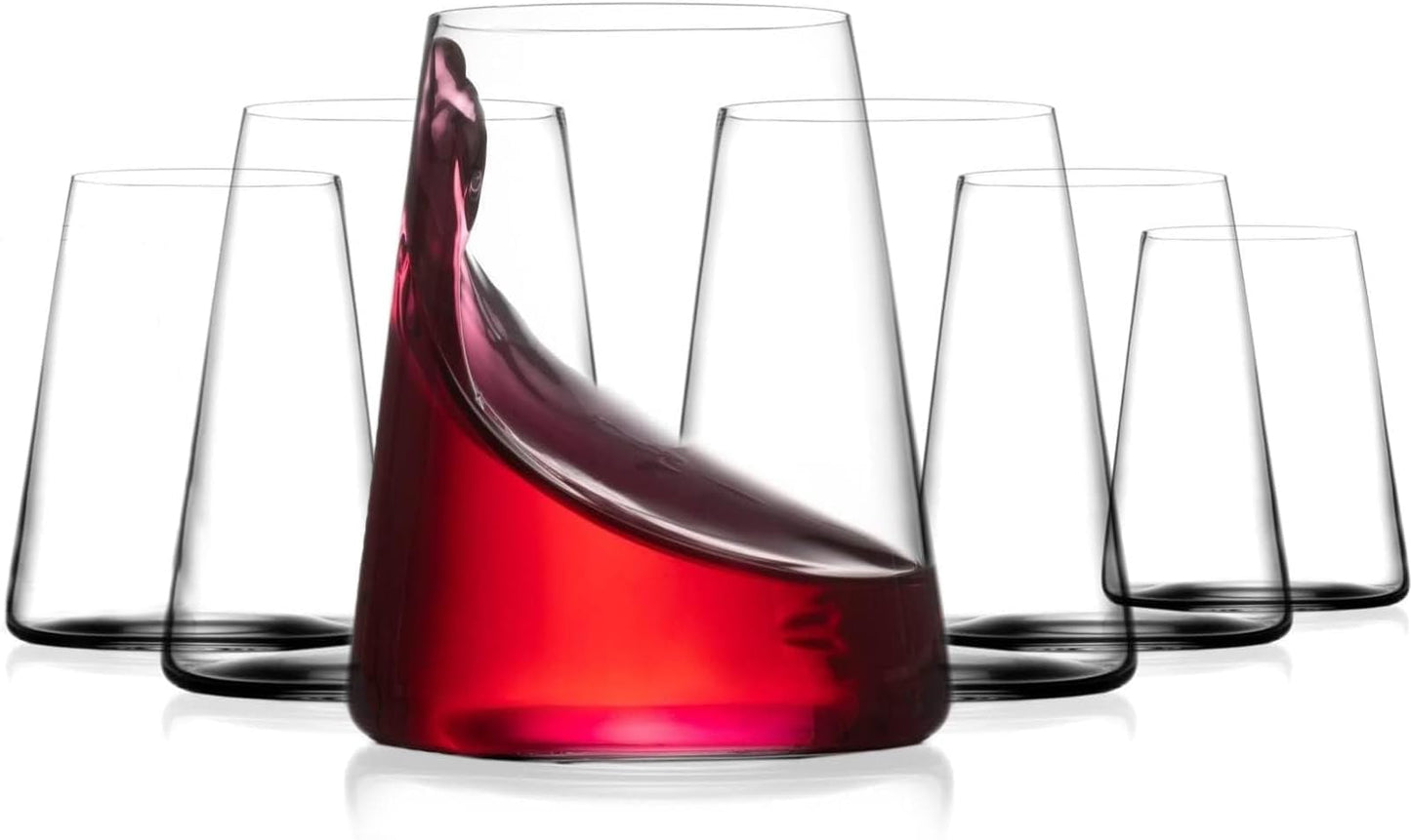 BENETI Drinking Glasses set of 6 | Premium 17oz Highball Glass Cups For Water, Juice, Cocktail, and Wine, Modern and Durable Crystal Glasses