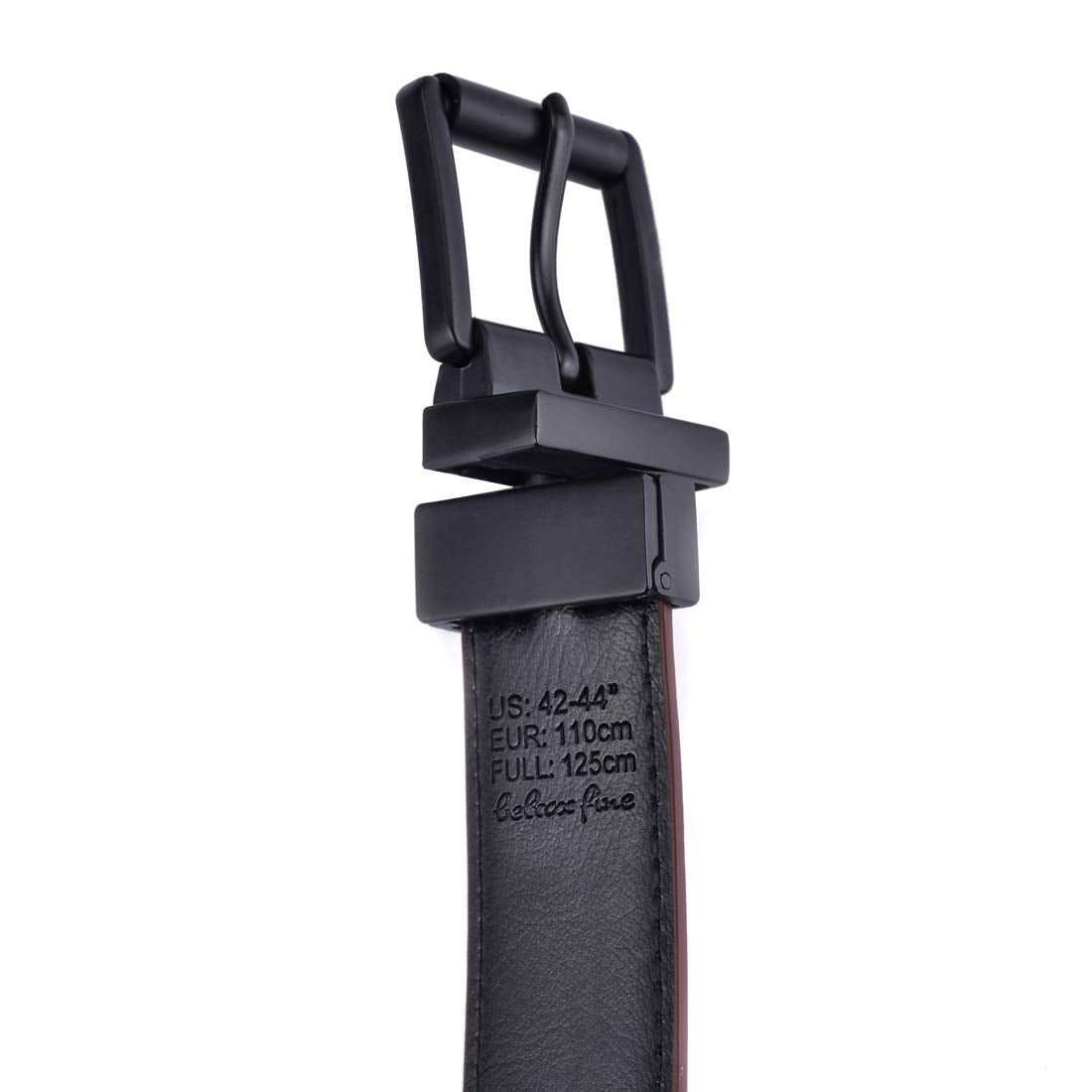 Beltox Men’s Belts Dress Casual Reversible Leather 1.1” w Roller Buckle Rotated(Black/Brown w Black Buckle, 44-46)