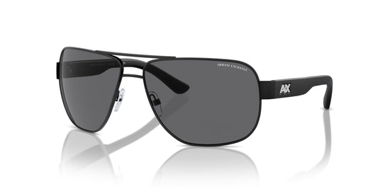A|X ARMANI EXCHANGE Men's AX2012S Rectangular Sunglasses, Matte Black/Grey Polarized, 62 mm