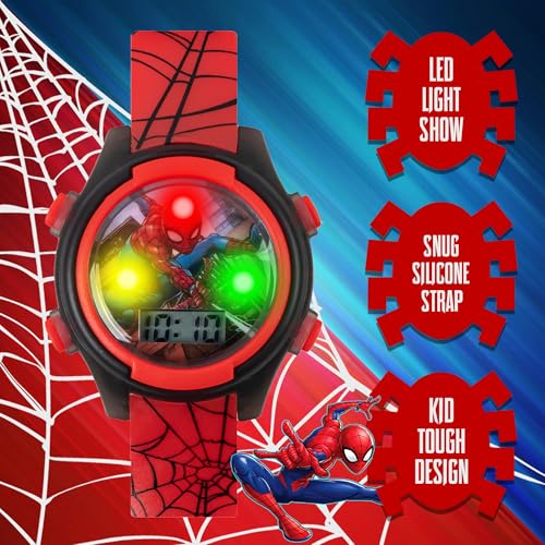 Accutime Marvel Spider-Man Digital Watch for Kids – Durable Plastic Timepiece, LCD Display, Quartz Accuracy, Iconic Spiderman Imagery