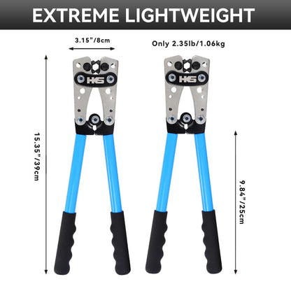 HKS Battery Cable Lug Crimping Tool 10-1 AWG, 60Pcs Copper Ring Terminals & 60Pcs 3:1 Heat Shrink Tubing, Heavy Duty Wire Crimper Set for Battery Cables