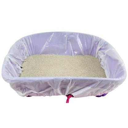 BILIEASY Cat Litter Box Liners large with Drawstrings 10 Pack Scratch Resistant Bags for Medium and Large Litter Box (M, WHITE)