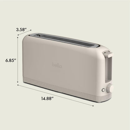 bella 2 Slice Slim Toaster, Fits-anywhere™ Kitchenware, 6 Setting Shade Control with Reheat & Cancel Buttons, Fits sourdough, 10” Long Slot, Anti Jam & Auto Shutoff, 900 Watt, Oatmilk
