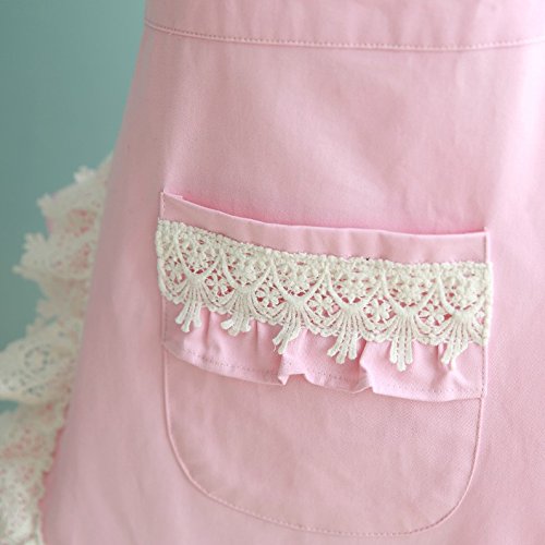 Hyzrz Lovely Home Work Adjustable Apron Cake Kitchen Cooking Women Girls Aprons With Pocket for Gift, Pink