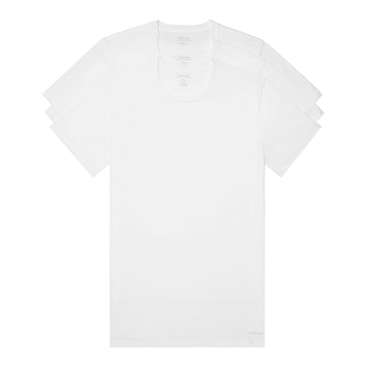Calvin Klein Men's Cotton Classics 3-Pack Undershirts, 3 White - Crewneck, L
