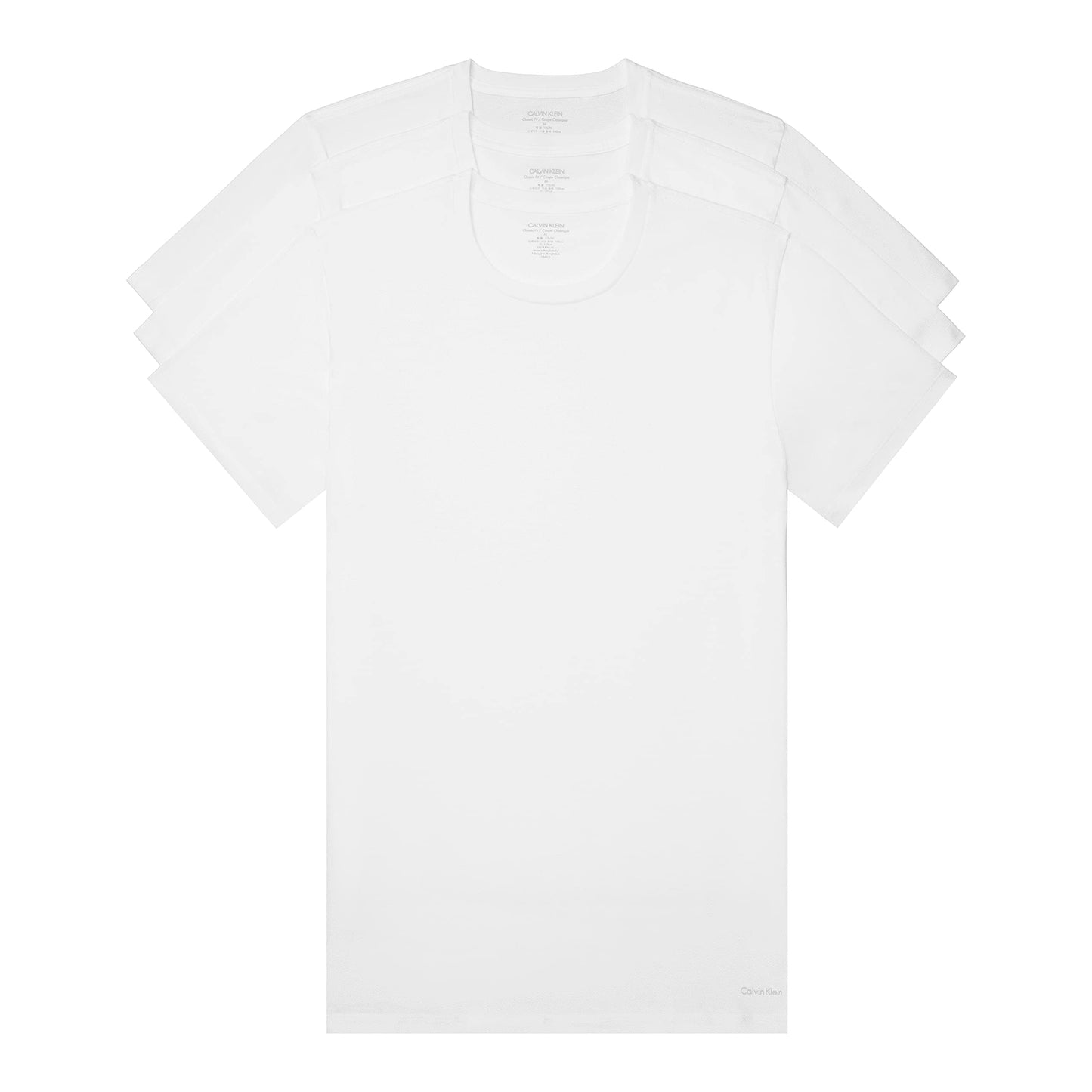 Calvin Klein Men's Cotton Classics 3-Pack Undershirts, 3 White - Crewneck, L
