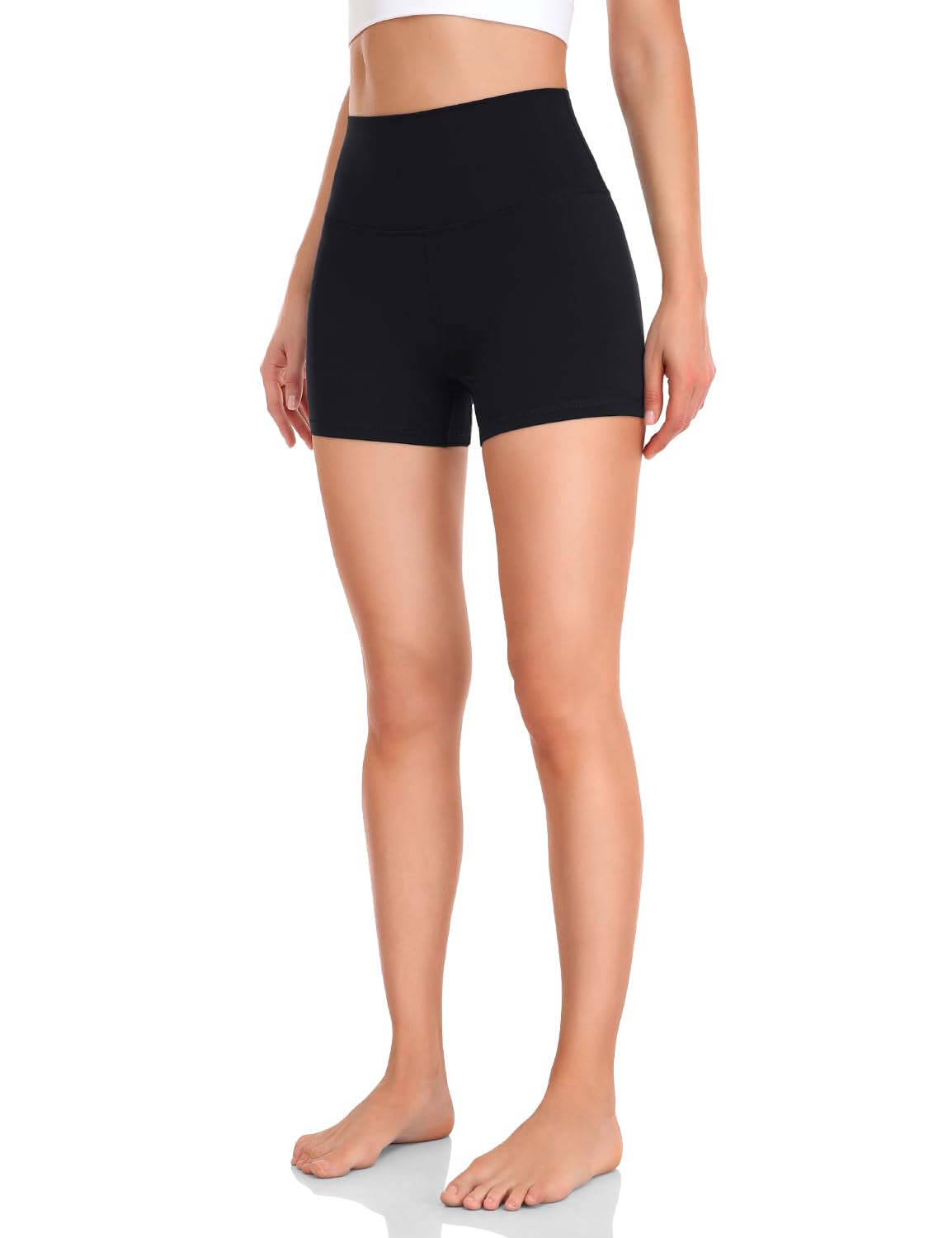 HeyNuts Workout Pro Biker Short for Women, High Waisted Tummy Control Fitness Running Yoga Gym Shorts 4'' Black S(4/6)