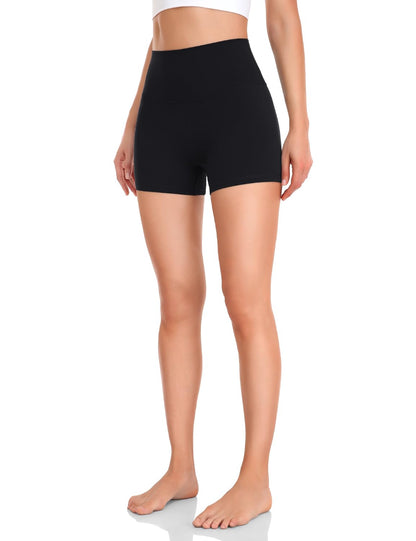 HeyNuts Workout Pro Biker Short for Women, High Waisted Tummy Control Fitness Running Yoga Gym Shorts 4'' Black S(4/6)