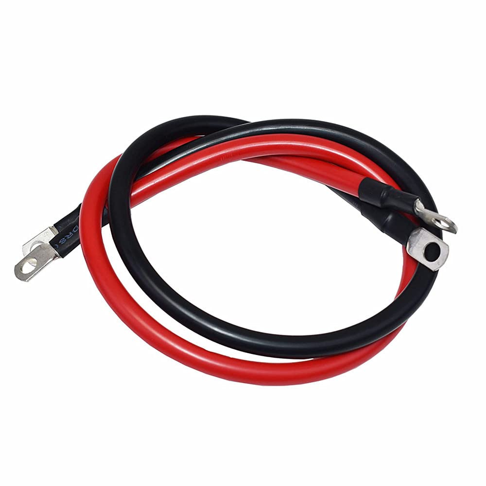 Battery Cable 6AWG 20 Inch Battery Power Inverter Cables Set with 3/8" Lugs Terminals 6Gauge x20in (1 Black & 1 Red) for Car Marine Solar ATV Lawn Mower RV Motorcycle (6AWG, 20-Inch)