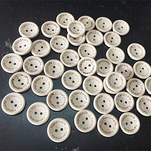 HengKe 100pcs Wooden Handmade Buttons, Assorted Wooden Sewing Buttons, 20mm
