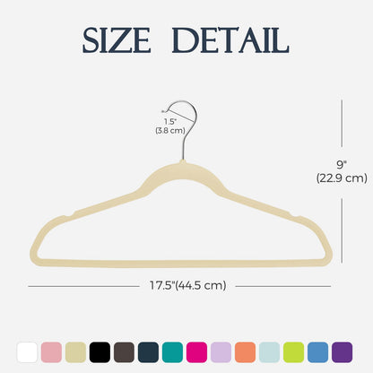HOUSE DAY Beige Velvet Hangers 20 Pack, Non Slip Clothes Felt Hanger Heavy Duty for Coat, Premium Slim Space Saving Suit Hangers for Closet Organizer, 360° Rotating Silver Hook