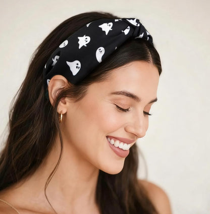 Huachi Halloween Headbands for Women Girls, Boo Pumpkin Skeleton Candy Knotted Headband 4PCS, Halloween Hair Accessories Gifts