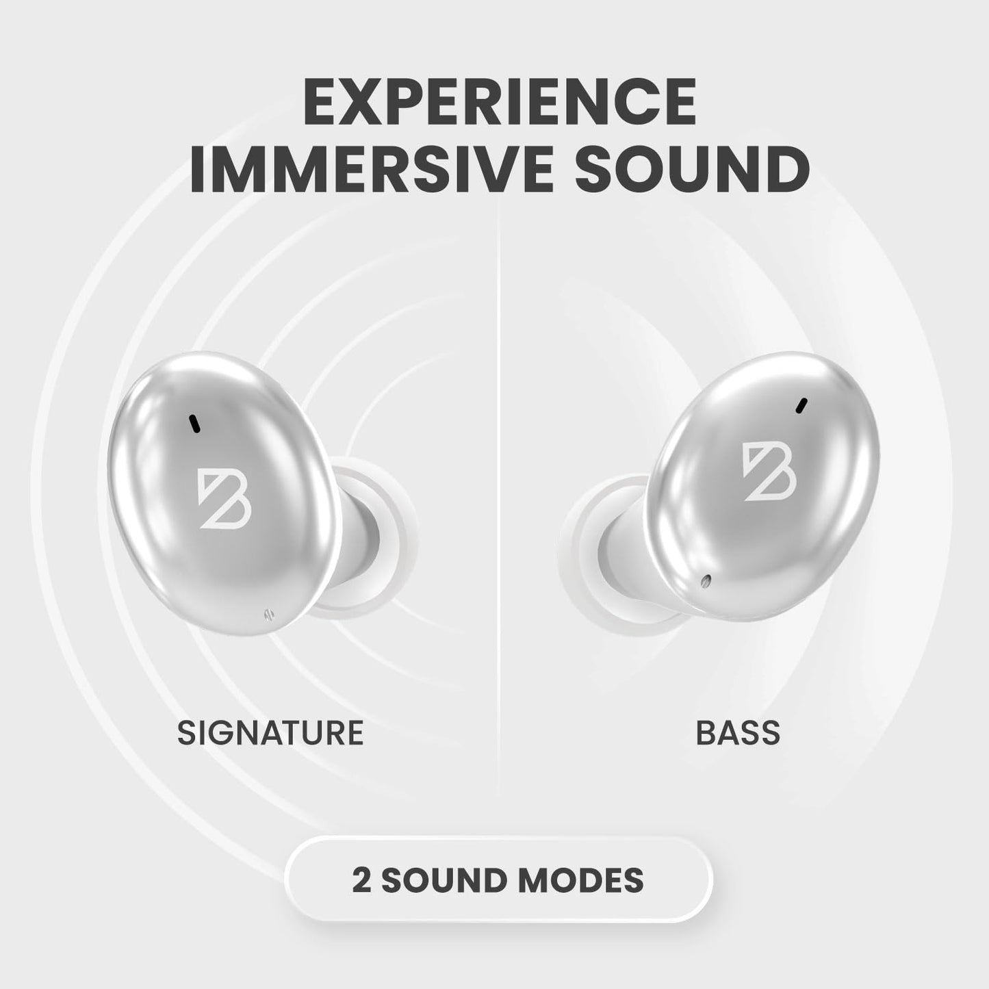 Back Bay Audio Tempo 30 Wireless Earbuds for Small Ears - Award-Winning Sound, Sweatproof Bluetooth Earbuds, Comfortable Ear Buds for Women, Silver Earphones Small Ear Canals, Long Battery Headphones