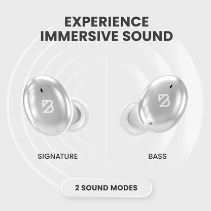 Back Bay Audio Tempo 30 Wireless Earbuds for Small Ears - Award-Winning Sound, Sweatproof Bluetooth Earbuds, Comfortable Ear Buds for Women, Silver Earphones Small Ear Canals, Long Battery Headphones