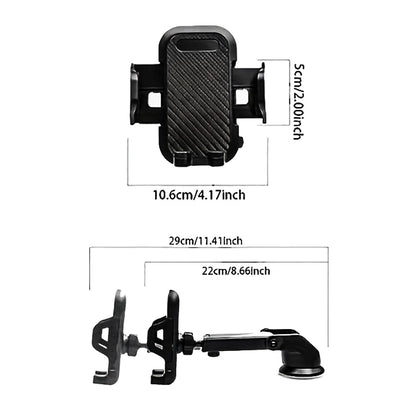 3-in-1 Car Phone Holder, Strongest Suction and Stable Clamp Arm, 360° Adjustable Cell Phone Holders for Car Dashboard Air Vent Windshield, Fits Smartphones (Black)