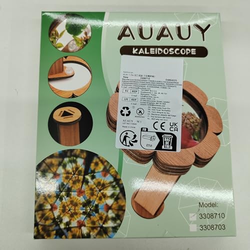 AUAUY Natural DIY Kaleidoscope Kit, Classic Magic Rotating Kaleidoscope Making Set, Handmade Educational Toys for Nature Lovers Birthday (Flower Shape)
