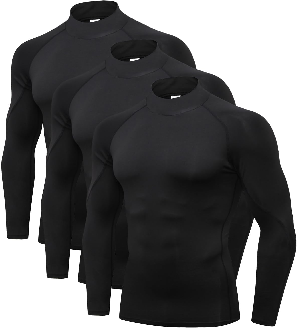 2/3 Pack Men's Compression Shirts Long Sleeve Workout Shirts Mock Turtleneck Athletic Base Layer Active Undershirts Tops