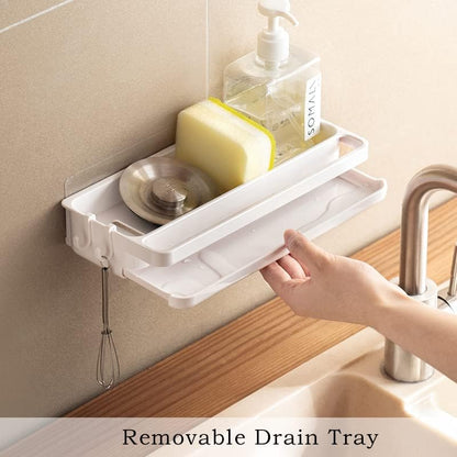 Asonen Dish Drainers,Sponge Holder Sink Tidy Organiser for Sponges Washing Up Kitchen Brush Wash Up Liquid and Sink Stopper Wall Mounted/Hanging for Kitchen Accessories