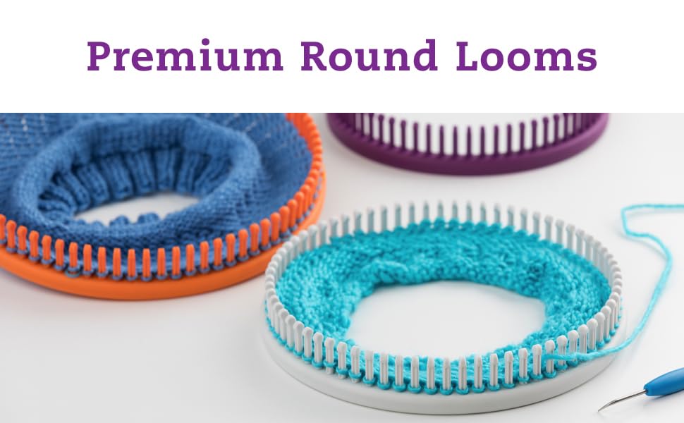 Authentic Knitting Board 'Premium' Round Knitting Looms Set, 3/8" Small Gauge KB Looms (3 Loom Set)