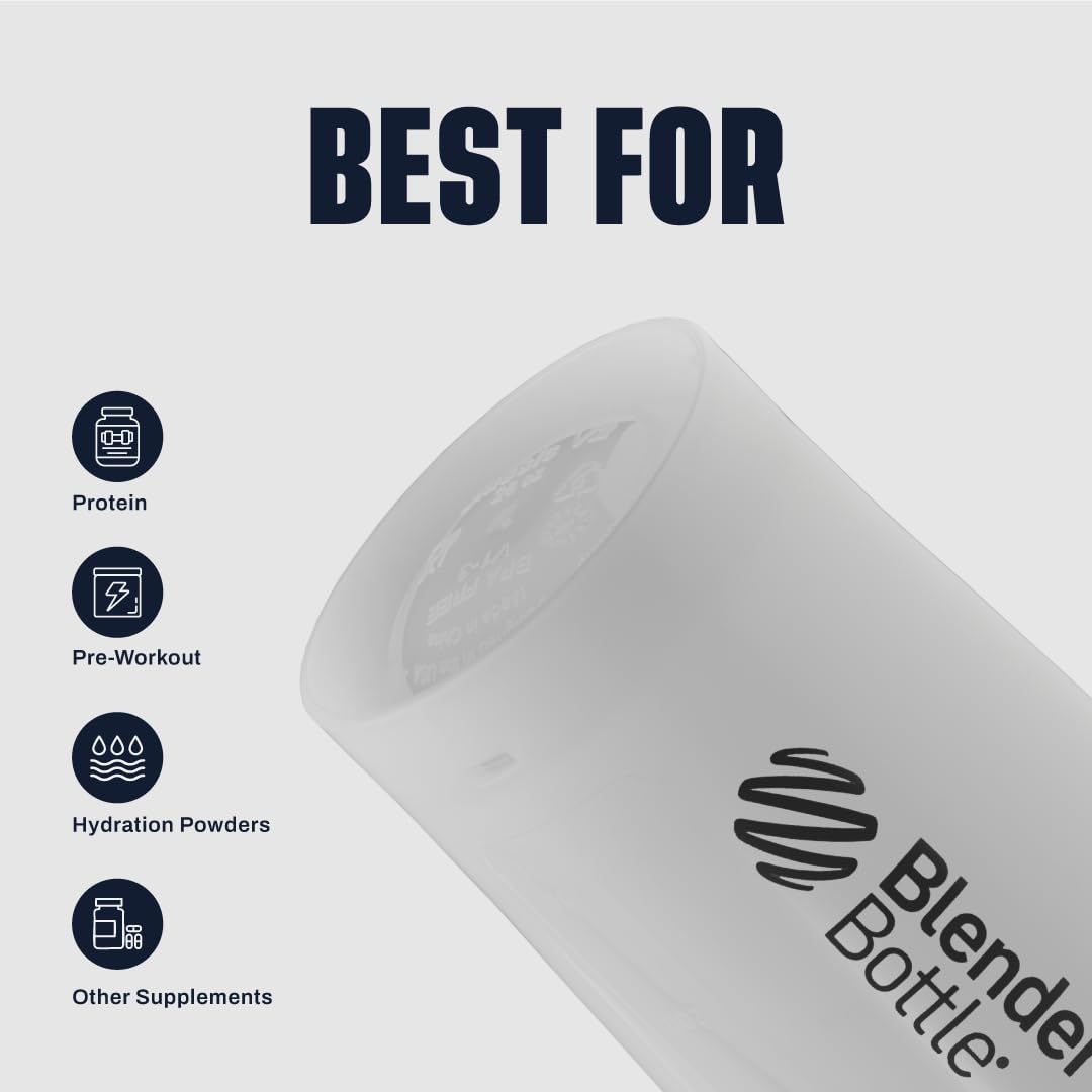 BlenderBottle Classic V2 Shaker Bottle Perfect for Protein Shakes and Pre Workout, 20-Ounce, Clear/Black