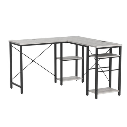 Bestier L Shaped Desk with Shelves 75 Inch Reversible Corner Computer Desk or 2 Person Long Table, Writing Study Desk for Home Office Small Space Bedroom Apartment, Wash White