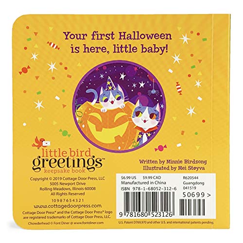 Baby's First Halloween Greeting Card Board Book (Includes Envelope and Foil Sticker) For Newborns, 0-12 Months (Little Bird Greetings Keepsake Book)