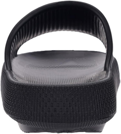 BRONAX House Slides for Women Mens Pillow Slippers House Sandals Shoes for Male Size 10 for Beach Bath Bathroom Comfy Cushion Thick Sole 42-43 Black