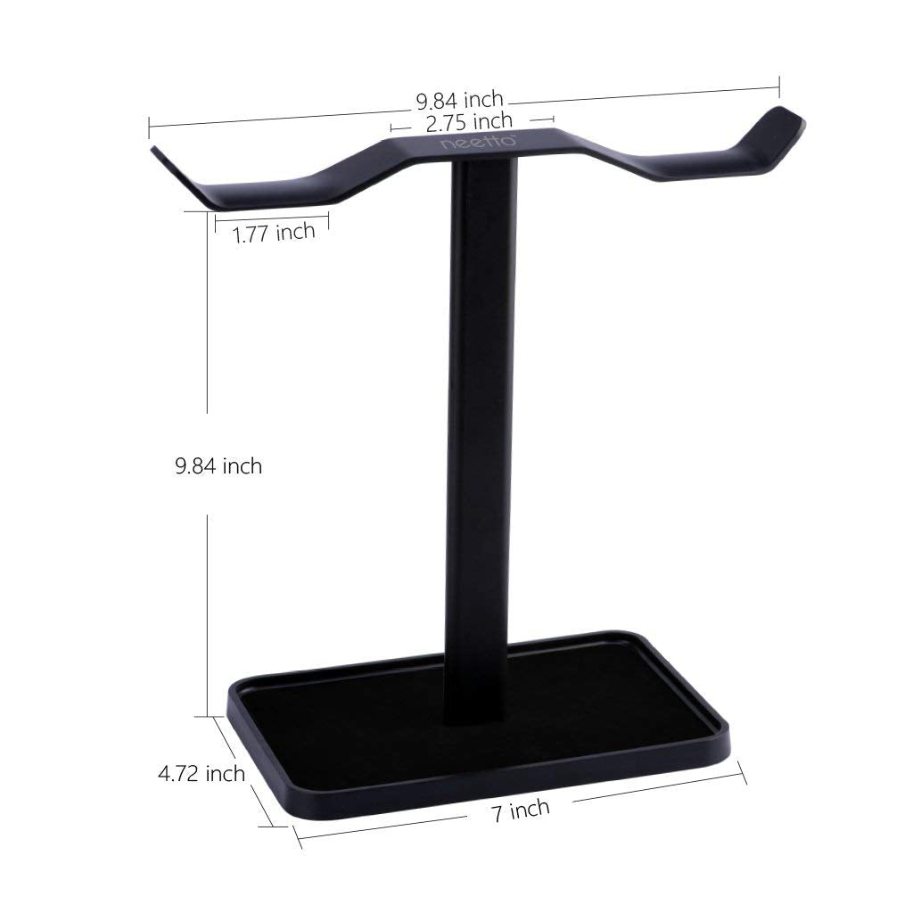 Avantree [Super Stable] Neetto Dual Headphones Stand for Desk, Aluminum Alloy & Metal Gaming Headsets Holder Hanger for Sennheiser, Sony, Audio-Technica, Bose, Beats, Akg, Display Mount - HS908