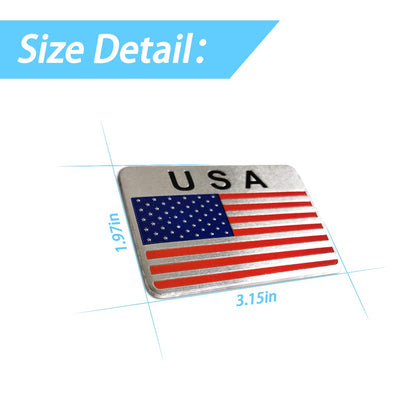 3D Aluminum Alloy American US Flag Decal, 2 PCS 3" X 2" Patriotic Stars Stripe USA Flag Car Stickers for Laptop/Car/Truck/Window/Bumper (Red2)