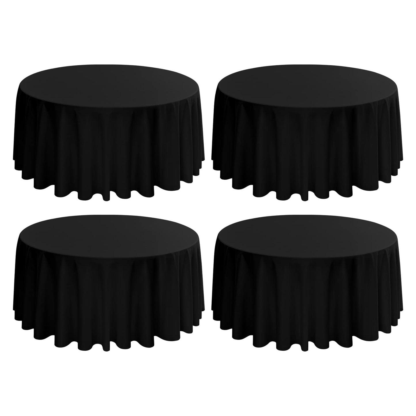 4 Pack Black Round Tablecloth 90 Inch - Circle Polyester Table Cloth for Round Table, Stain and Wrinkle Resistant Washable Fabric Table Cover for Wedding Party Banquet Restaurant Reception Dining