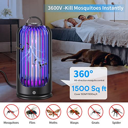 Bug Zapper for Indoor Outdoor, Rechargeable Mosquito Zapper with 3600V High Powered, Electric Pest Control Insect Fly Zapper Can Attract Gnats, Mosquitoes, Flies, Moths for Home, Patio