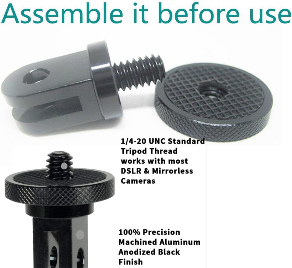 Aluminum Camera Tripod Adapter 1/4"-20 Conversion Adapter Mounts Compatible with Gopro Action Cameras Insta360 and Other Standard 1/4 Accessories, Quarter Inch Mount Adapter (Type AA)