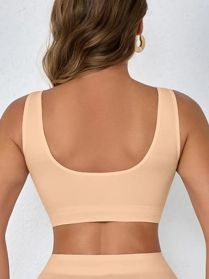 Boolavard New Seamless Sports Style Bra Crop Top Vest Comfort Stretch Bras Shapewear (XL, Nude)
