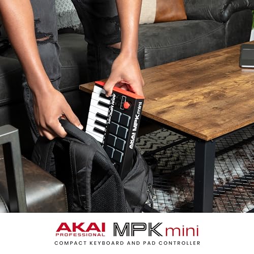 Akai Professional MPK Mini MK3 - 25 Key USB MIDI Keyboard Controller With 8 Backlit Drum Pads, 8 Knobs, Music Production Software and Native Instruments Sound Package (NKS Integration)