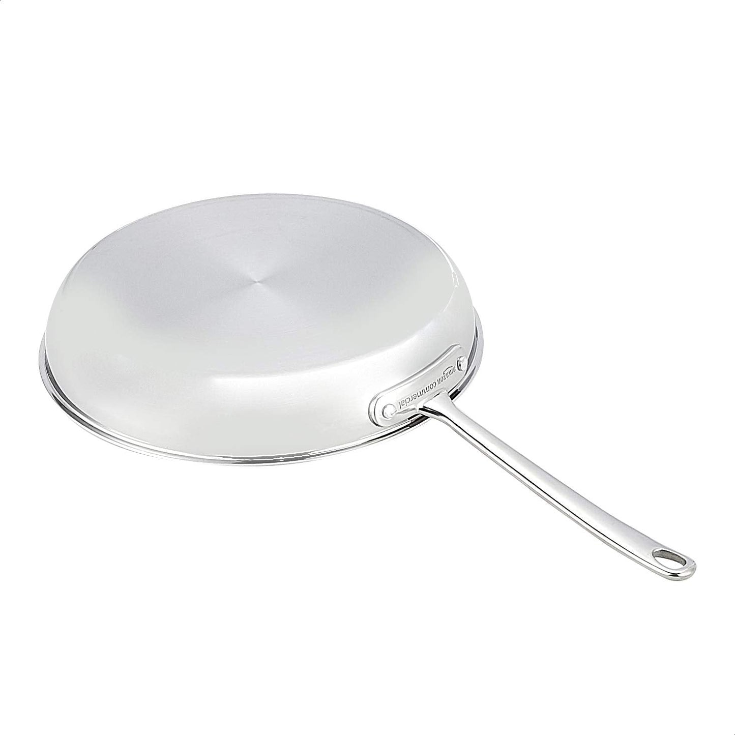 Amazon Basics Tri-Ply Stainless Steel Fry Pan, 12 inch, Silver (Previously AmazonCommercial brand)