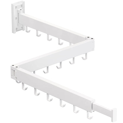 BOQORAD Clothes Drying Rack Wall Mounted,Drying Rack Clothing,Laundry Drying Rack Wall Mount,Collapsible Drying Racks for Laundry,Retractable,Foldable,Clothes Dryer Rack(White-J Type Hooks)