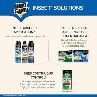 Hot Shot No-Mess! Fogger With Odor Neutralizer 3 Count-1.2 Ounce Cans, Kills Hidden Bugs, No Need To Turn Off Pilot Lights