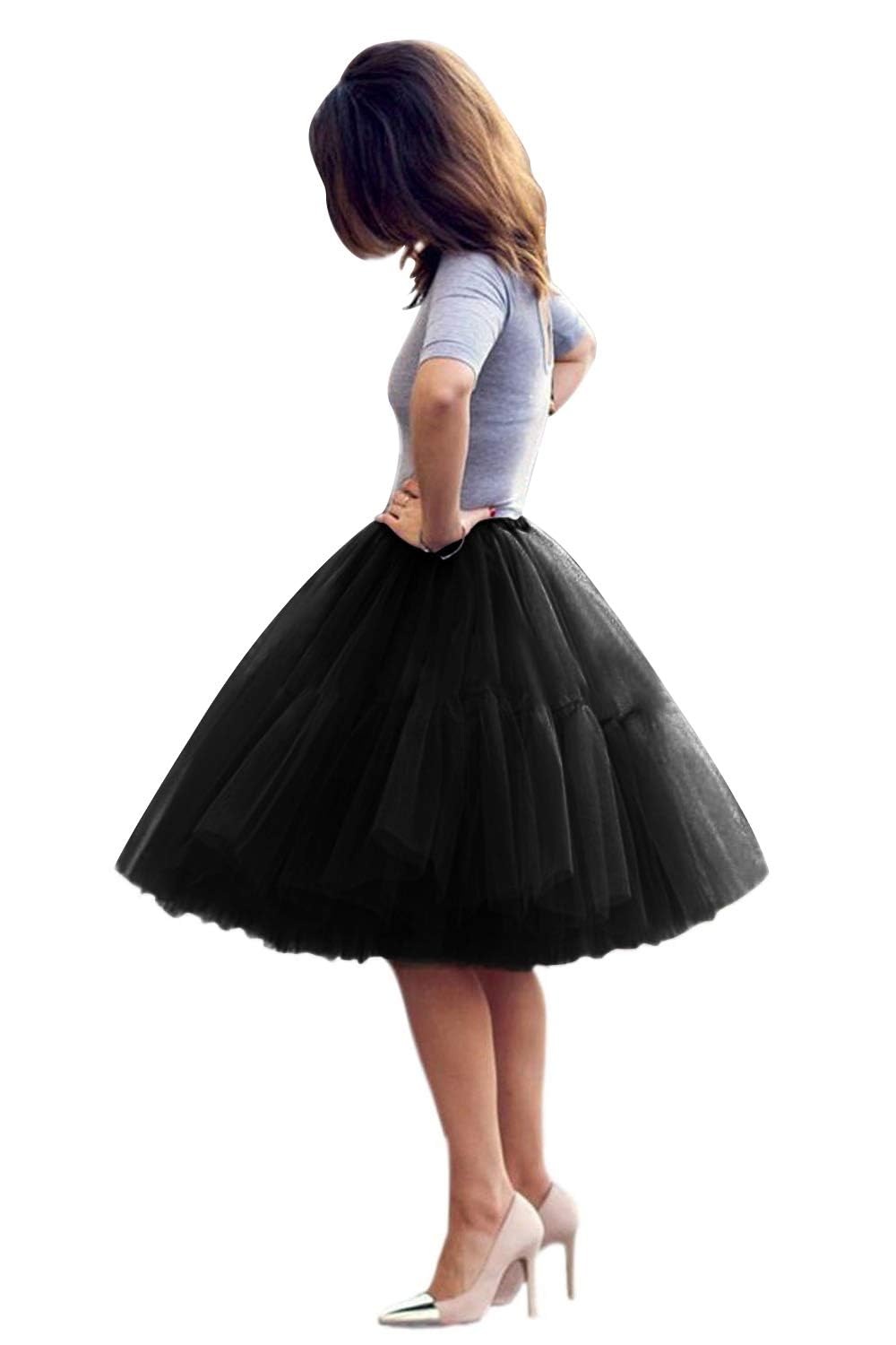 Black Tutu for Women Adults Beetlejuice Costume Short Tulle Skirt Halloween Skirt Puffy Petticoat Skirts Black