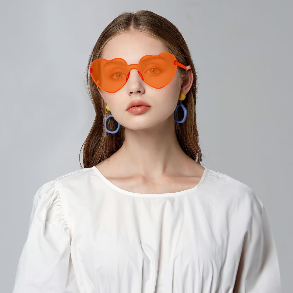 Bachelorette Heart Shaped Sunglasses for Women - Orange Disco Accessories, Funny Halloween Decorations, Party Supplies, Festival Bulk Pack