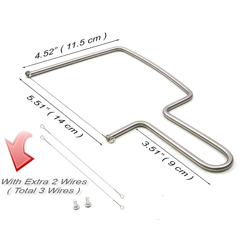 Aeon Design Cheese Slicer/Cutter With Extra 2 Wires-Easy And Fast Cutting Hard Or Semi Hard Block Cheeses-Stainless Steel Kitchen Tool-Long Lasting Wires