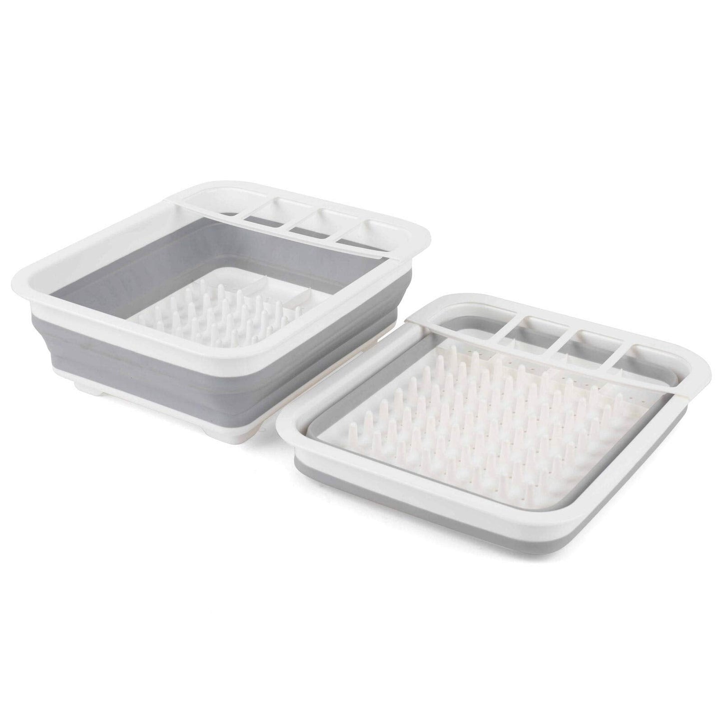 Beldray LA031051 Collapsible Dish Drainer - Plastic Sink Drying Rack With Cutlery Divider, Foldable For Compact Storage, Durable For Plates, Cups, Pots & Pans, Space Saving For Camping, Caravans