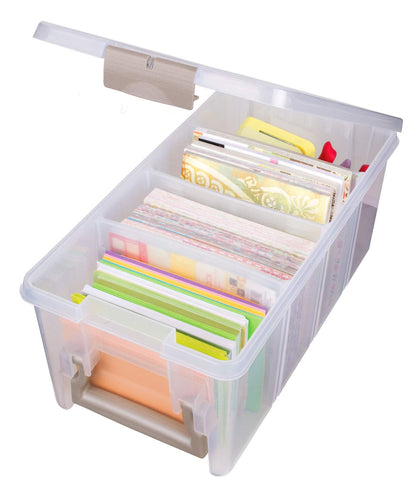 ArtBin Semi Satchel Portable Craft Organizer with 3 Dividers - Clear Plastic Storage Case for Art & Craft Supplies