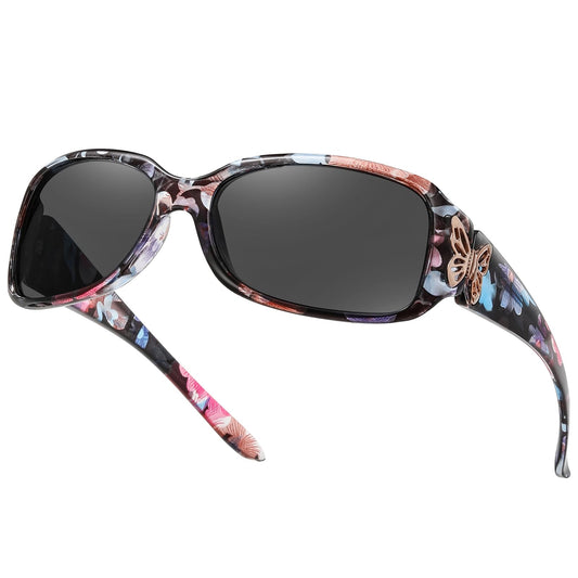 HAOLOTA Women's Polarized Sunglasses - Fashionable Wraparound Butterfly Design with UV400 Protection