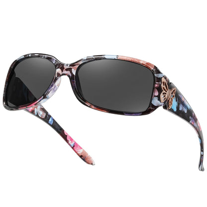HAOLOTA Women's Polarized Sunglasses - Fashionable Wraparound Butterfly Design with UV400 Protection