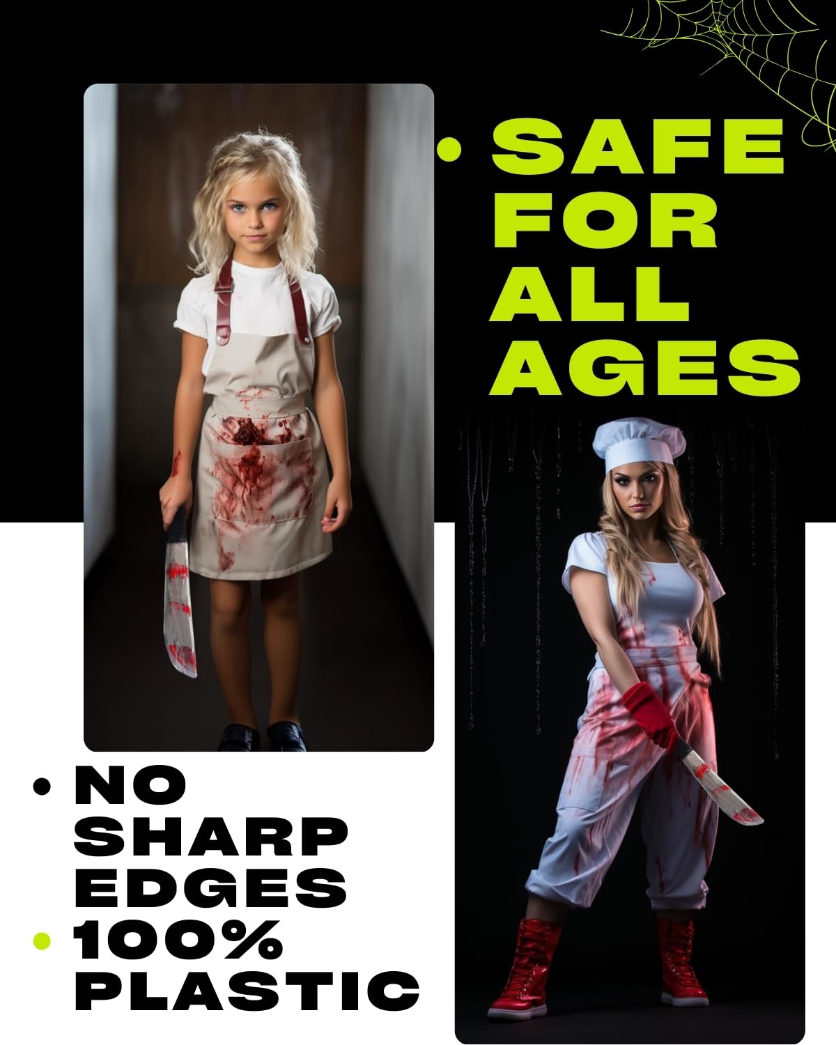 Bloody Butcher Knife-Fake Realistic Bloody Knife Prop Halloween Costume Knife for Zombie Costumes