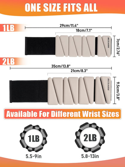BECOJADDE Ankle Weights for Women Set of 2 (2 lb Each) Adjustable Wrist Weights Training Intensity for Strength Training Walking Running Yoga Pilates Jogging for Women Men, Pewter Beige