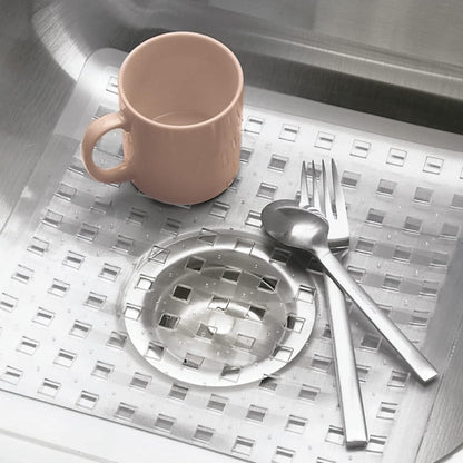 InterDesign Basic Dish Drainer, Medium Sink Accessories That Protect and Add Functionality, Made of PVC Plastic, Clear
